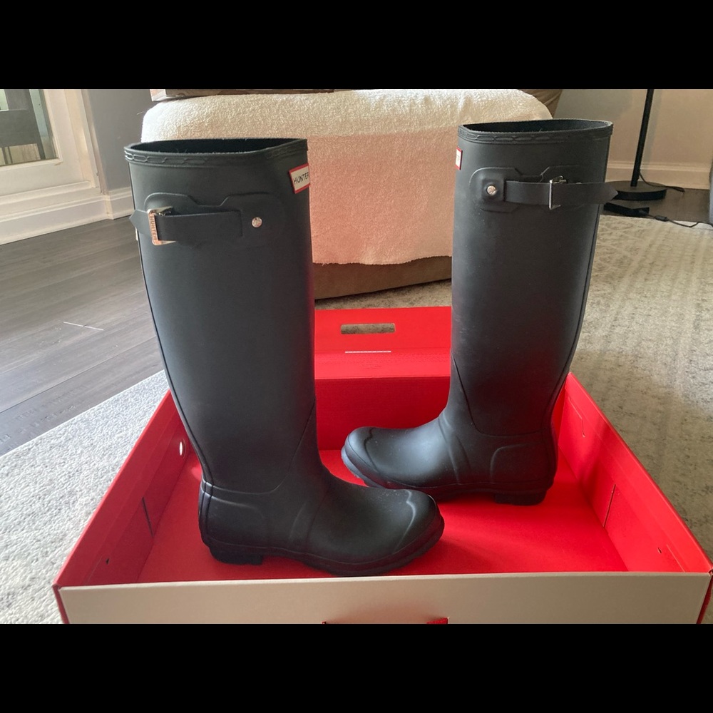 Hunter Boots Womens 8 Black Original Tall